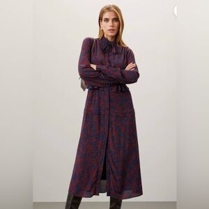 Jason Wu Navy and Red Long Sleeve Dress